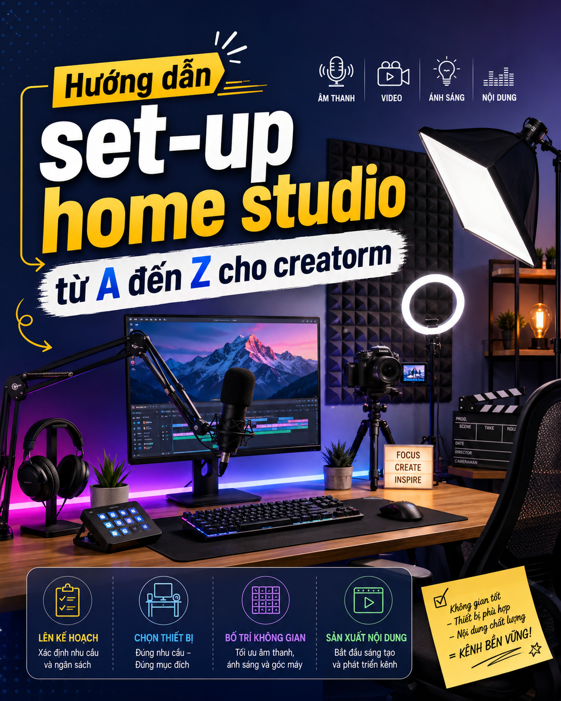 Hướng dẫn set-up home studio từ A đến Z cho creator